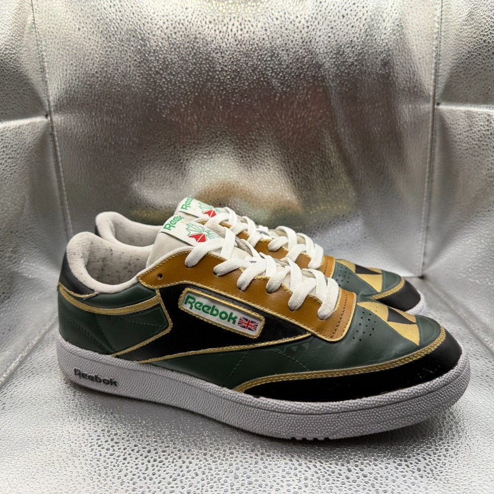 Size 10.5 Reebok Club C 85 White Green Mens Low Top‎ Lace Up Sneakers AR0456